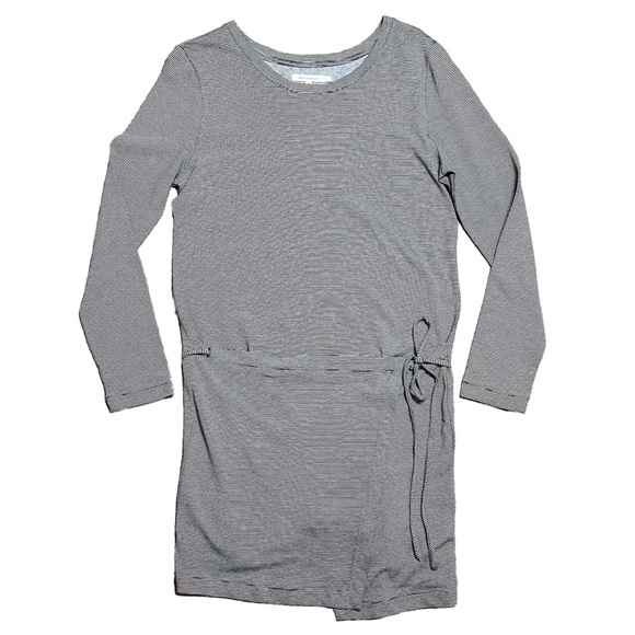 Avec Les Filles Striped Long Sleeve Wrap Dress Gray Sz L - Picture 2 of 16
